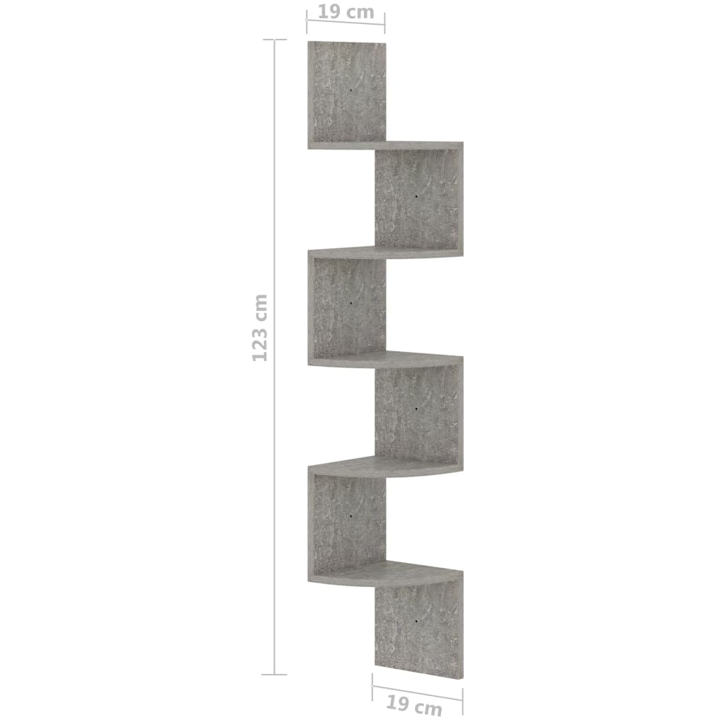 Estante canto p/ parede aglomerado 19x19x123cm cinzento cimento