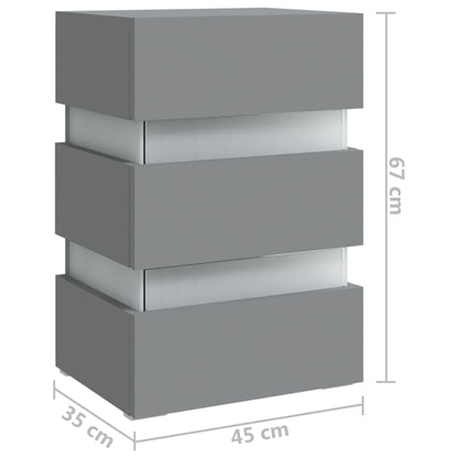 Mesa de cabeceira c/ luzes LED derivados de madeira cinza