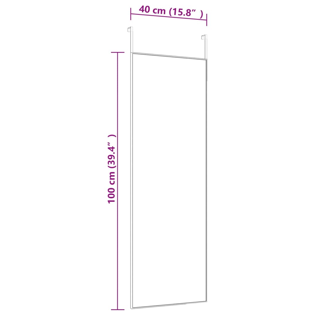 Espelho para porta 40x100 cm vidro e alumínio preto