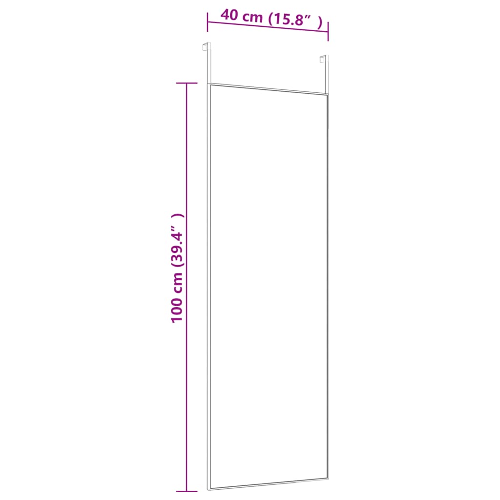 Espelho para porta 40x100 cm vidro e alumínio dourado