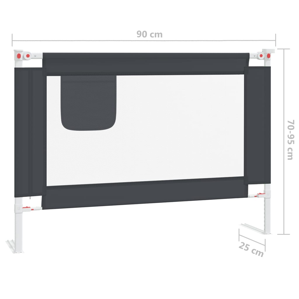 Barra segurança p/ cama infantil tecido 90x25 cm cinza-escuro