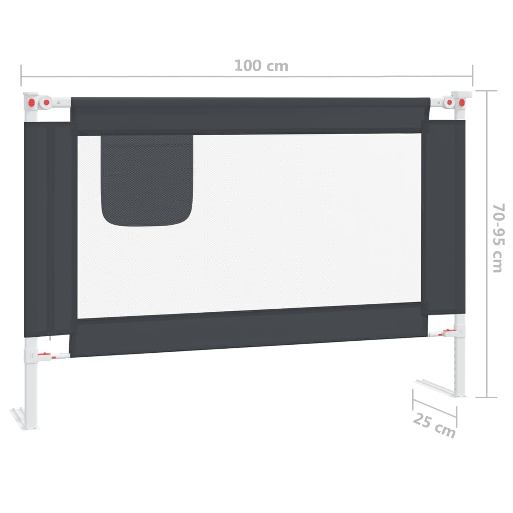 Barra segurança p/ cama infantil tecido 100x25 cm cinza-escuro