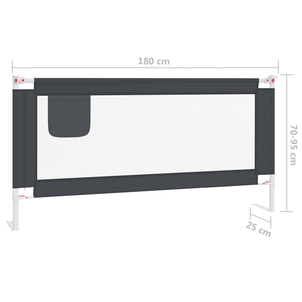 Barra segurança p/ cama infantil tecido 180x25 cm cinza-escuro