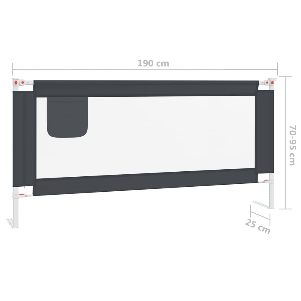 Barra segurança p/ cama infantil tecido 190x25 cm cinza-escuro