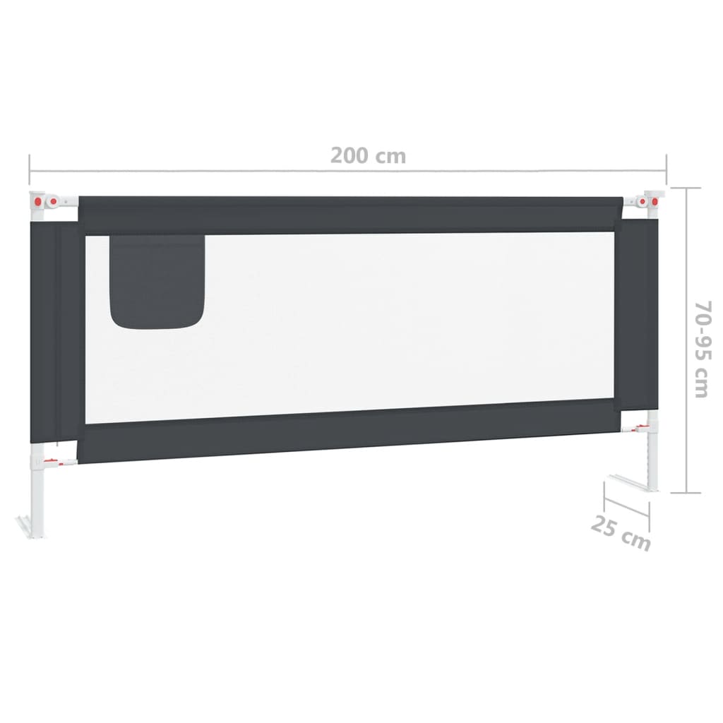 Barra segurança p/ cama infantil tecido 200x25 cm cinza-escuro