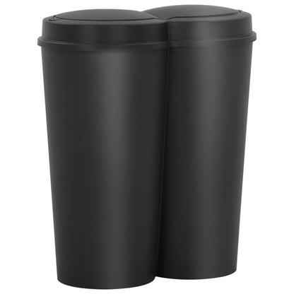 Caixote de lixo duplo 50 L preto