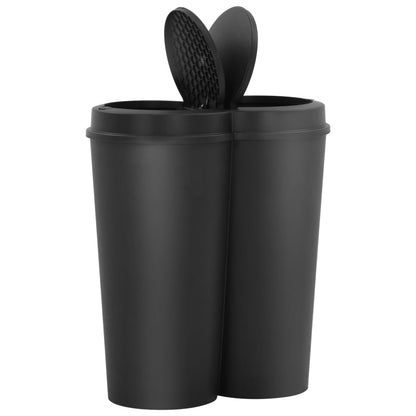 Caixote de lixo duplo 50 L preto