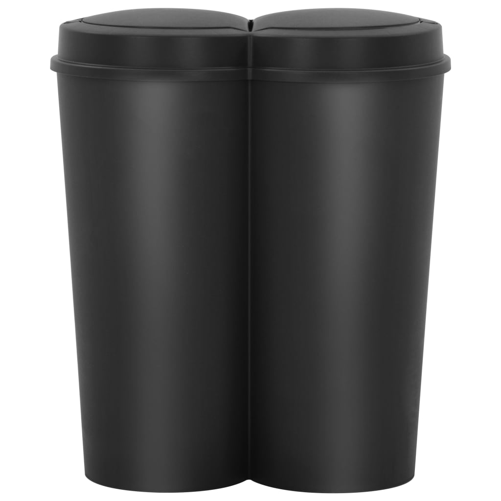 Caixote de lixo duplo 50 L preto