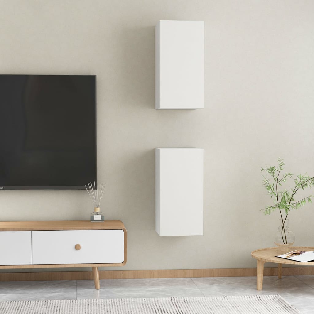 Móveis de TV 2 pcs 30,5x30x60 cm contraplacado branco