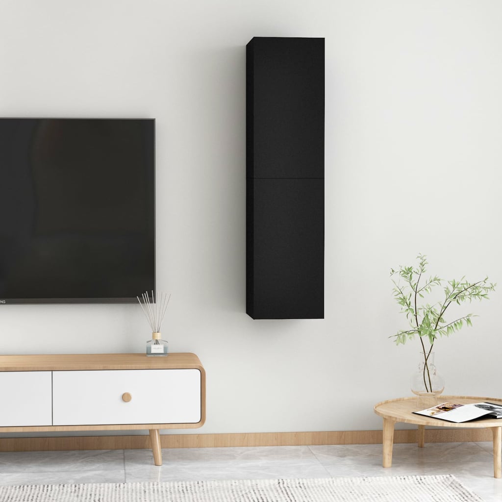 Móveis de TV 2 pcs 30,5x30x60 cm derivados de madeira preto