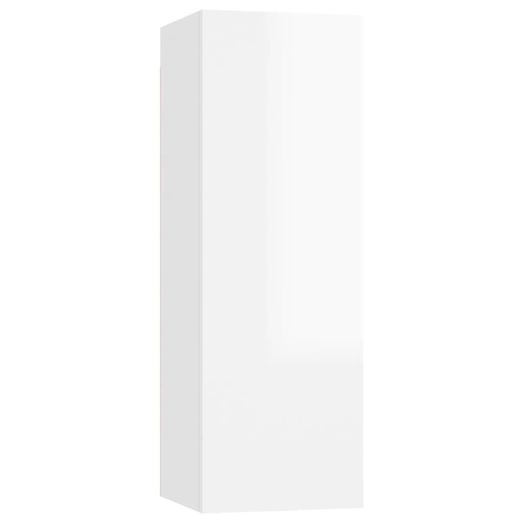 Móveis de TV 2 pcs 30,5x30x90 cm contraplacado branco brilhante