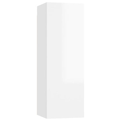 Móveis de TV 2 pcs 30,5x30x90 cm contraplacado branco brilhante