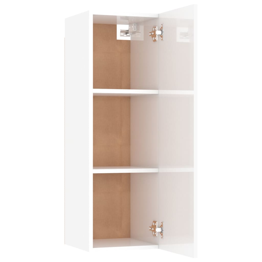 Móveis de TV 2 pcs 30,5x30x90 cm contraplacado branco brilhante