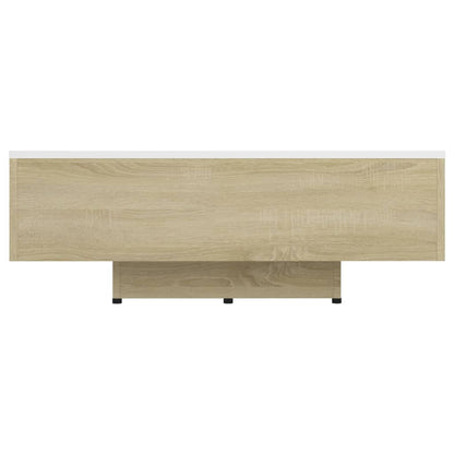 Mesa de centro 85x55x31 cm contrapl. branco e carvalho sonoma