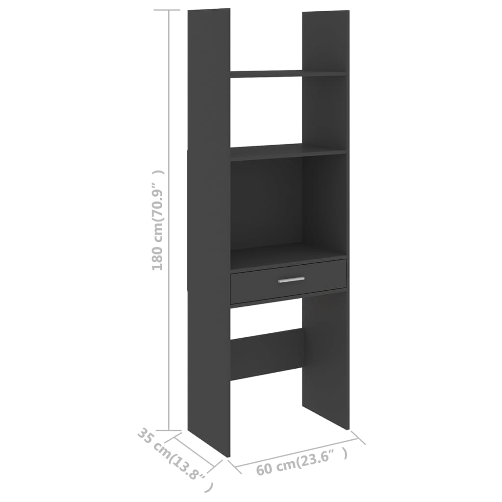 Estante 60x35x180 cm contraplacado cinzento