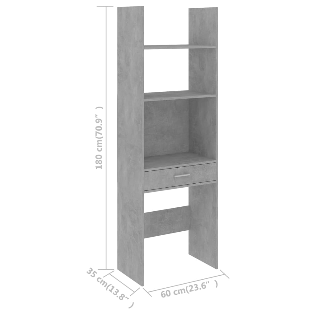 Estante 60x35x180 cm contraplacado cinzento cimento