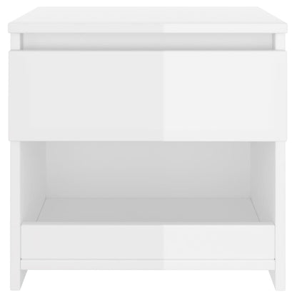 Mesa de cabeceira 40x30x39 cm contraplacado branco brilhante