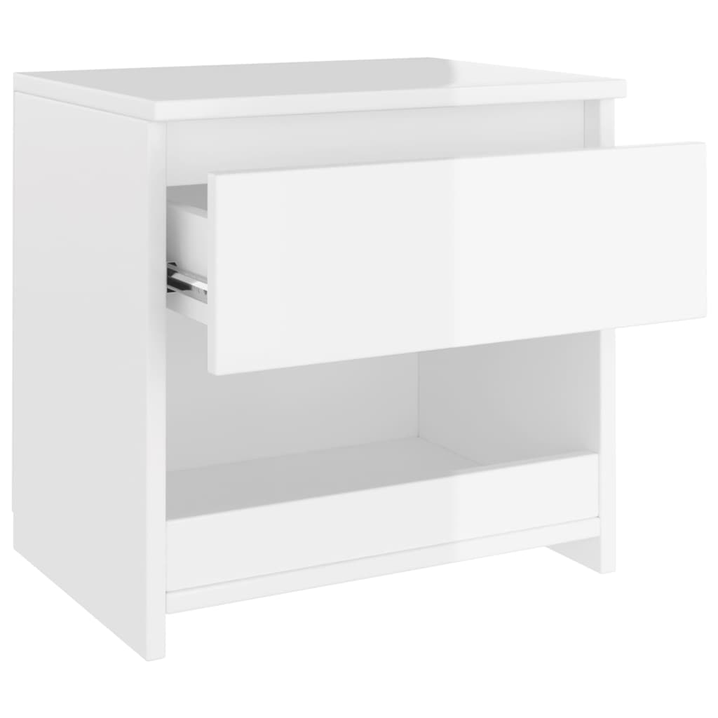 Mesa de cabeceira 40x30x39 cm contraplacado branco brilhante