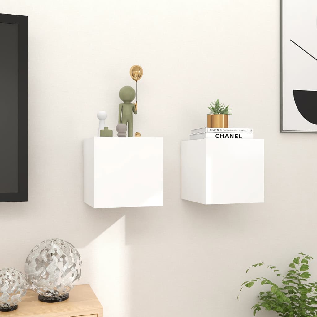 Móvel de TV de parede 2 pcs 30,5x30x30 cm branco