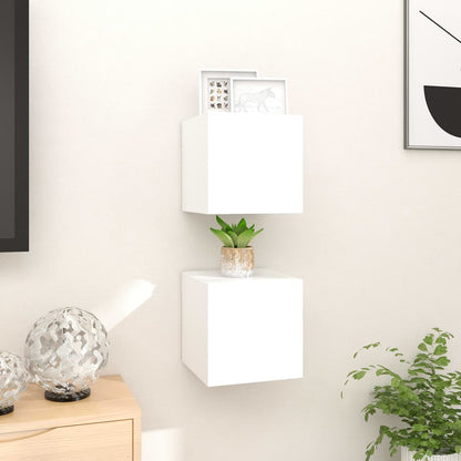 Móvel de TV de parede 2 pcs 30,5x30x30 cm branco