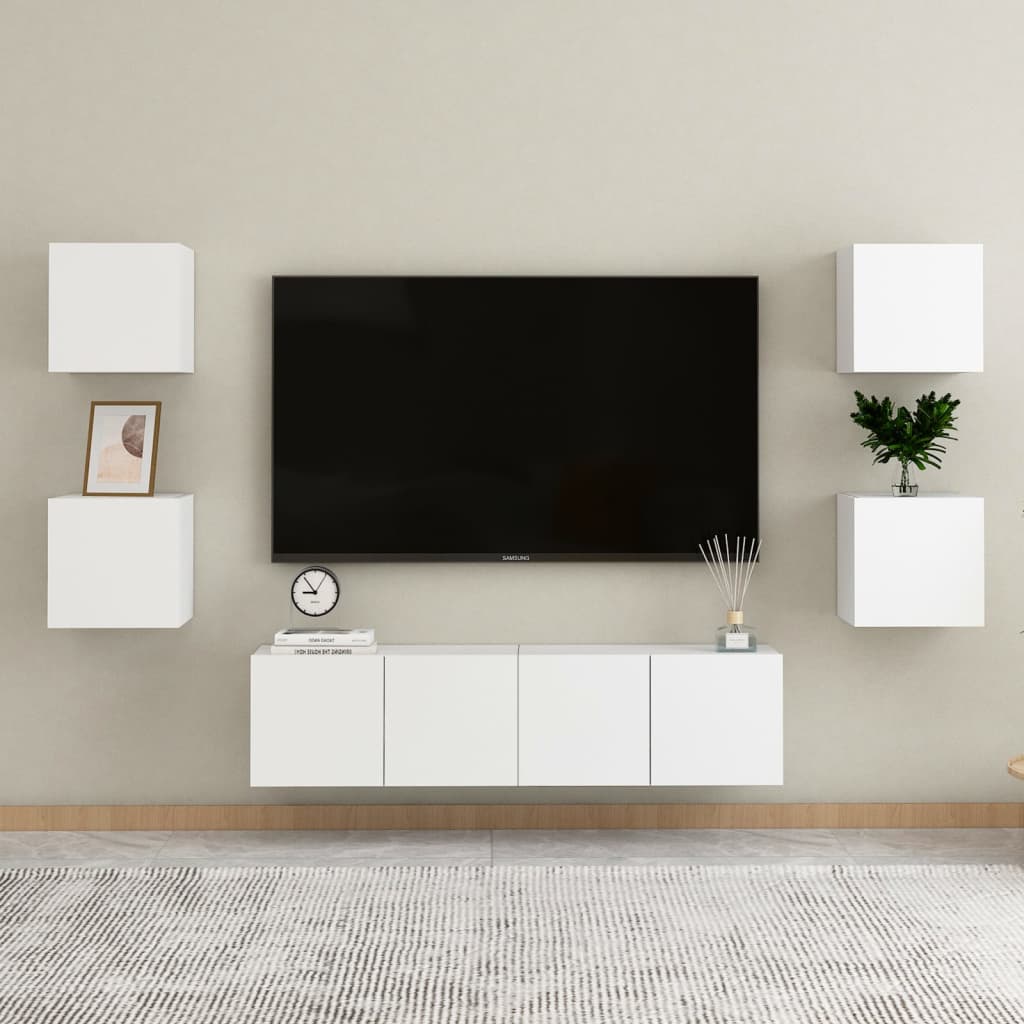 Móvel de TV de parede 2 pcs 30,5x30x30 cm branco