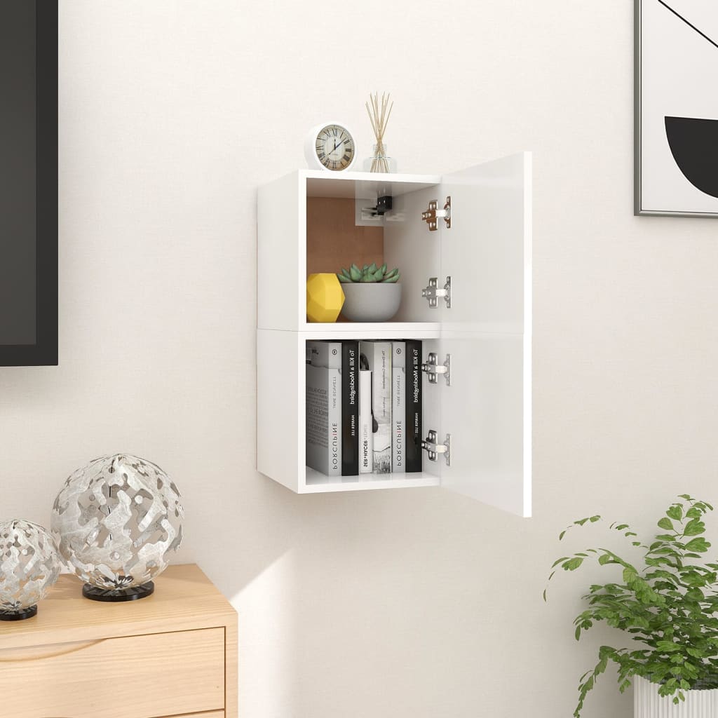 Móvel de TV de parede 2 pcs 30,5x30x30 cm branco