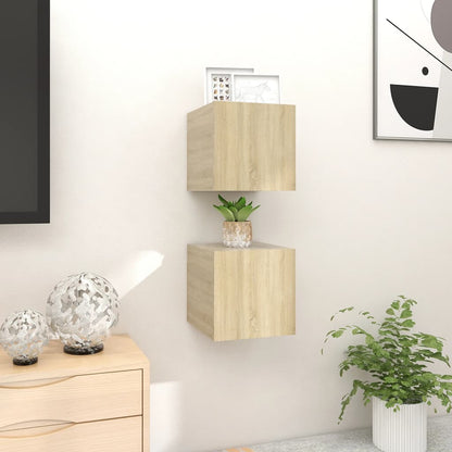 Móveis de TV de parede 2 pcs 30,5x30x30 cm carvalho sonoma