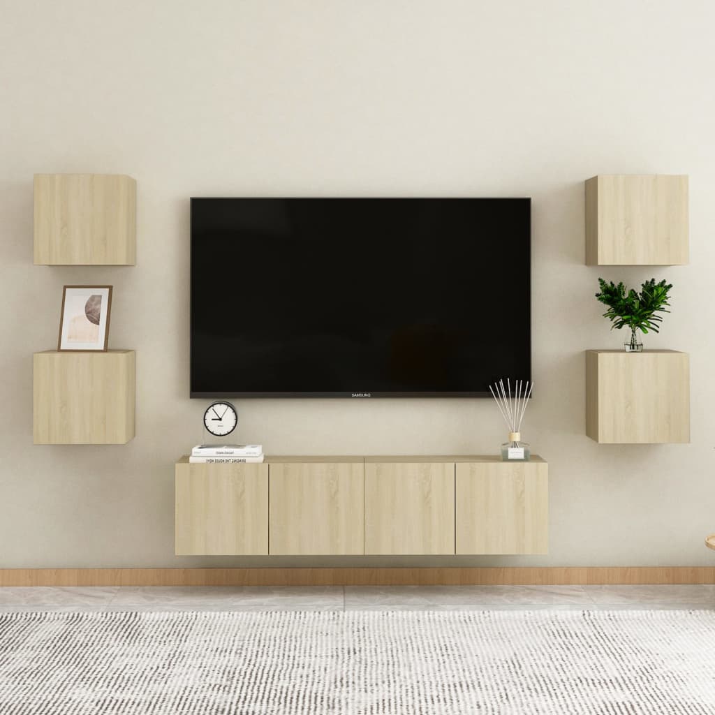 Móveis de TV de parede 2 pcs 30,5x30x30 cm carvalho sonoma