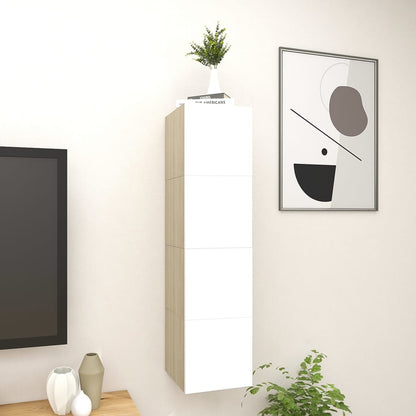 Móveis de TV parede 4 pcs 30,5x30x30cm branco e carvalho sonoma