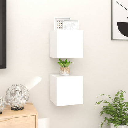 Móvel de TV de parede 2 pcs 30,5x30x30 cm branco brilhante