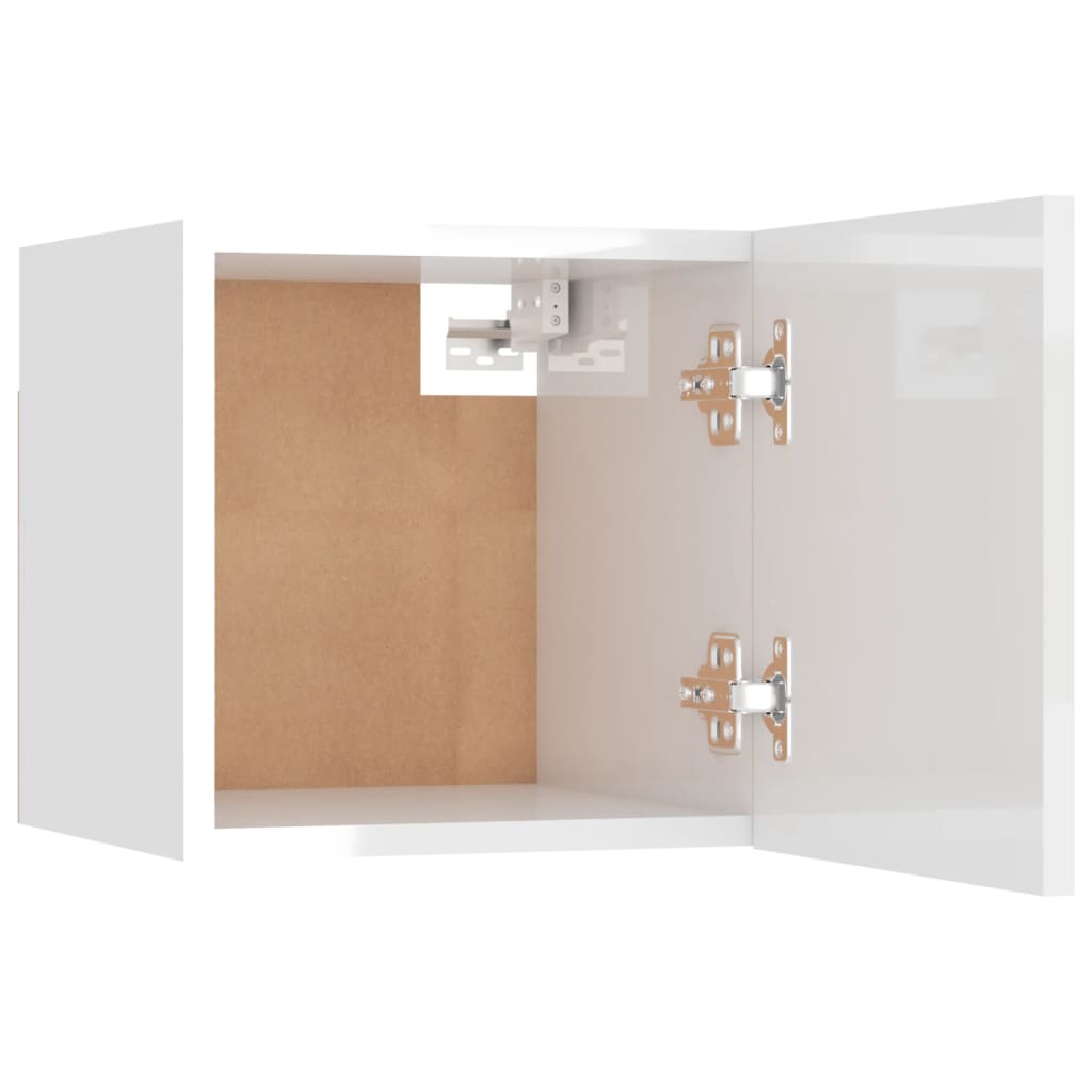 Móvel de TV de parede 2 pcs 30,5x30x30 cm branco brilhante