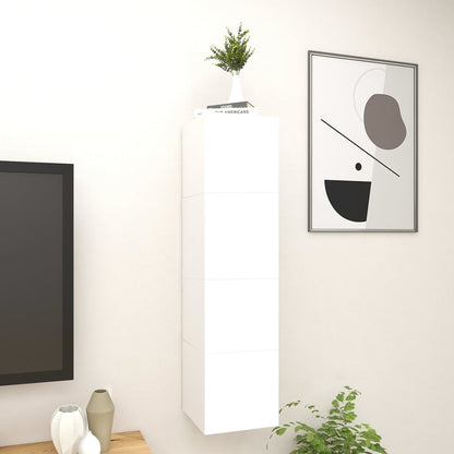 Móvel de TV de parede 4 pcs 30,5x30x30 cm branco brilhante