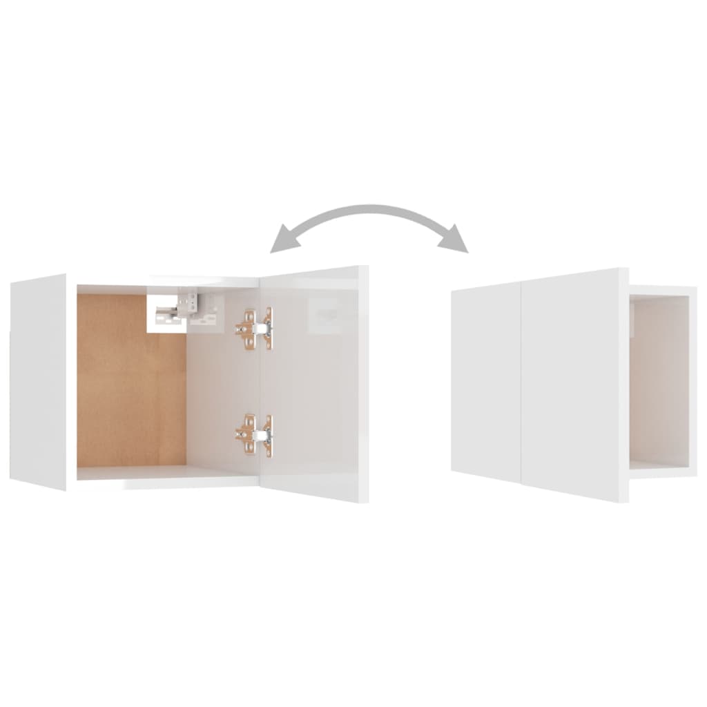 Móvel de TV de parede 4 pcs 30,5x30x30 cm branco brilhante