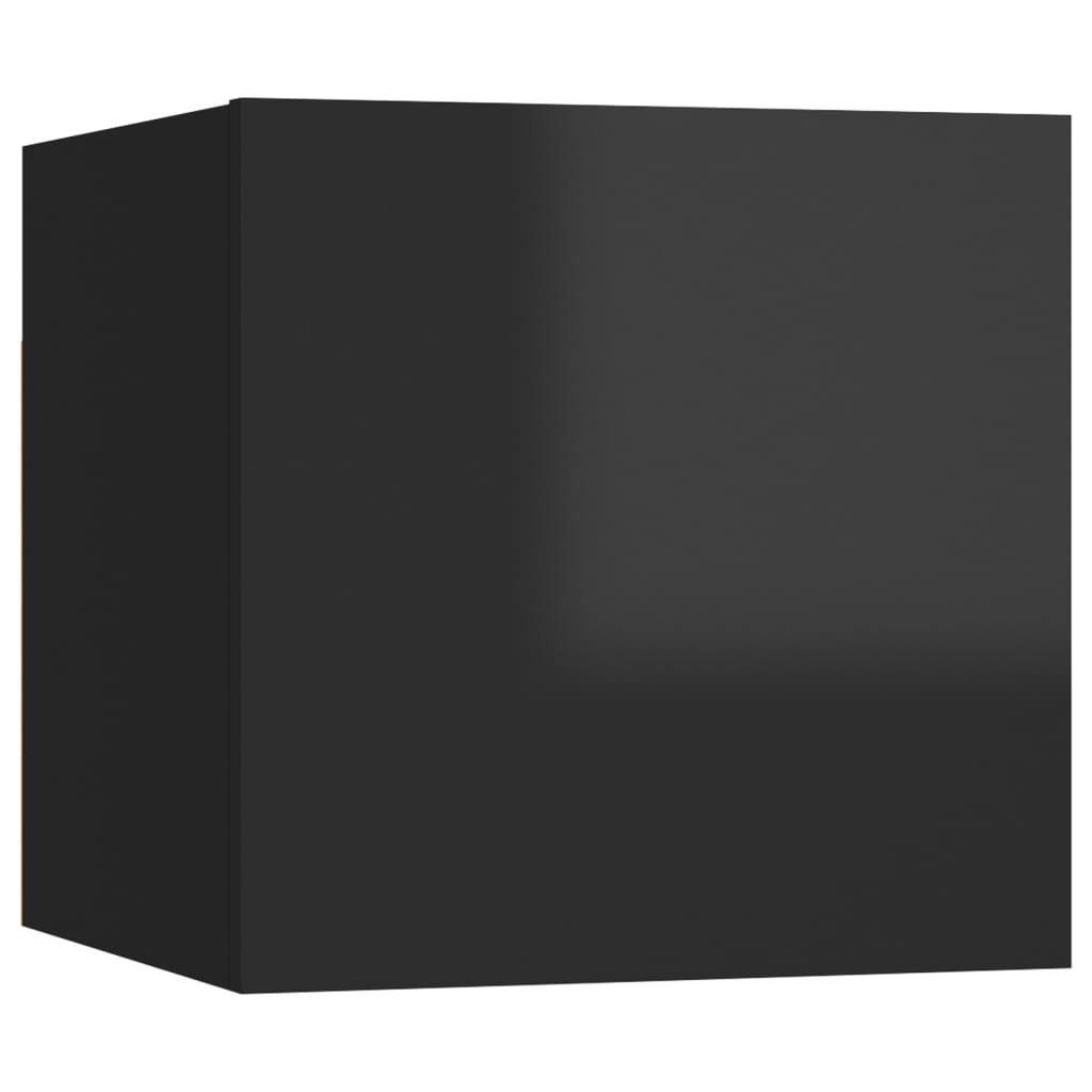 Móvel de TV de parede 2 pcs 30,5x30x30 cm preto brilhante