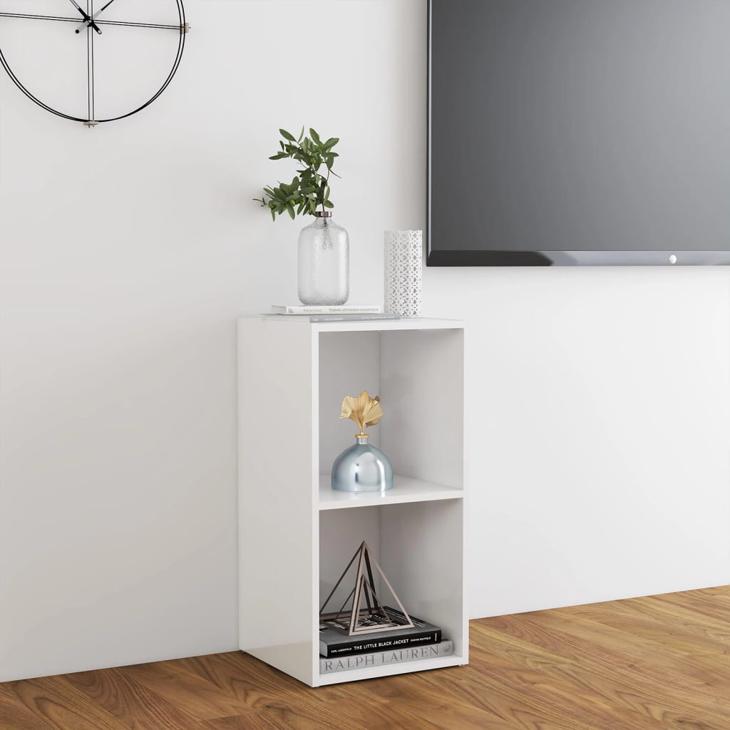 Mesa de Apoio Tower com 2 Compartimentos - Branco Brilhante - Design Moderno