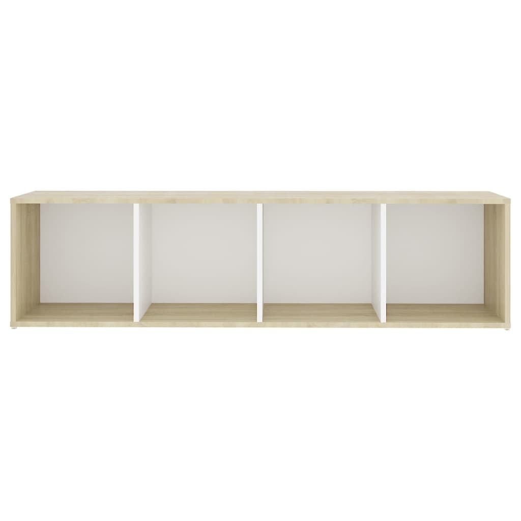 Móvel de TV 142,5x35x36,5 cm contraplacado branco e carvalho sonoma