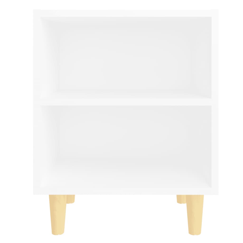 Mesas de cabeceira pernas madeira maciça 2pcs 40x30x50cm branco