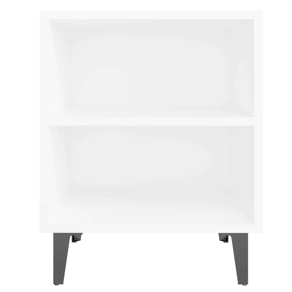 Mesas de cabeceira pernas em metal 2 pcs 40x30x50 cm branco