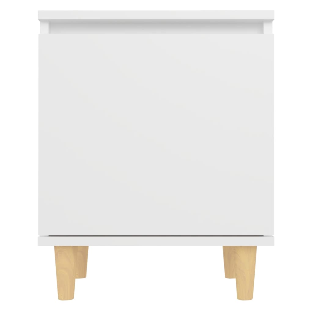 Mesas de cabeceira pernas madeira maciça 2pcs 40x30x50cm branco