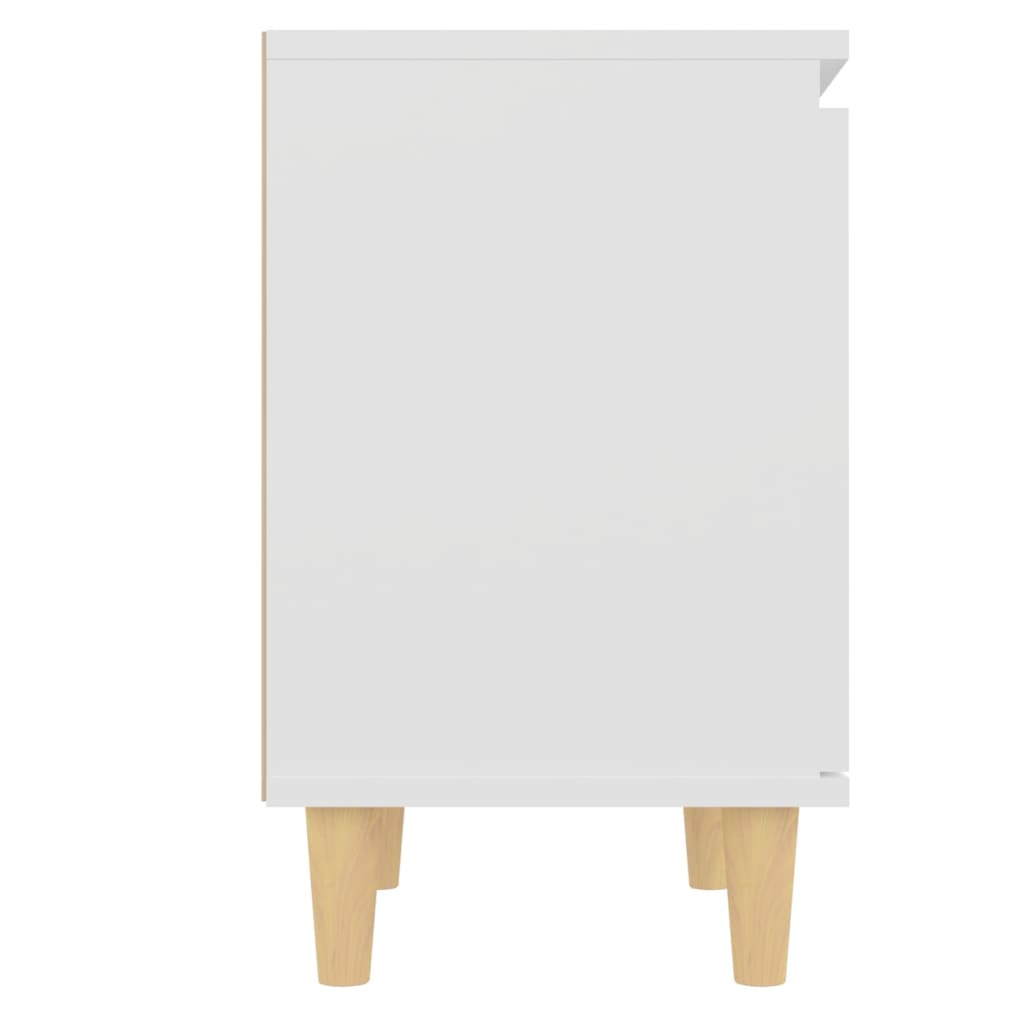 Mesas de cabeceira pernas madeira maciça 2pcs 40x30x50cm branco