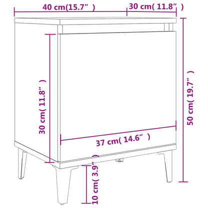 Mesa de cabeceira c/ pernas em metal 40x30x50 cm cinzento