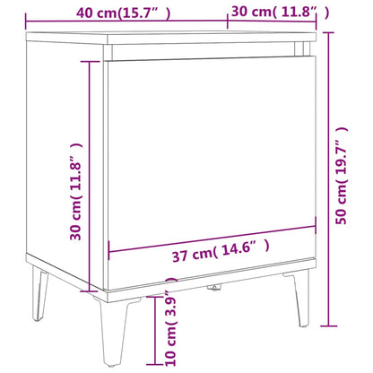 Mesas de cabeceira pernas em metal 2 pcs 40x30x50 cm cinzento