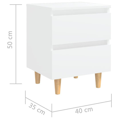 Mesa de cabeceira c/ pernas de pinho maciço 40x35x50 cm branco