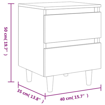 Mesas cabeceira 2 pcs c/ pernas pinho 40x35x50 cm carv. sonoma