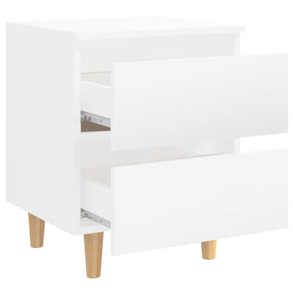 Mesa de cabeceira c/ pernas pinho 40x35x50 cm branco brilhante