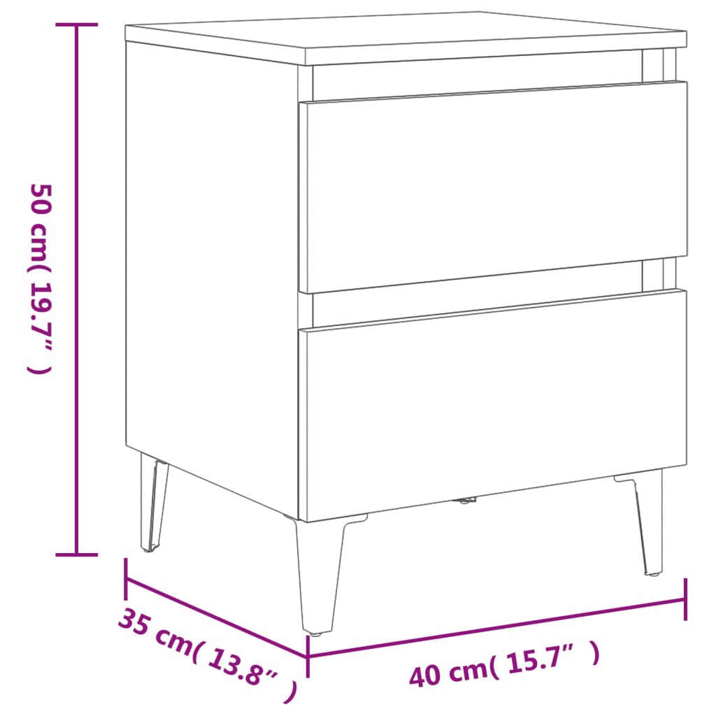 Mesa de cabeceira 40x35x50 cm contraplacado cinzento cimento