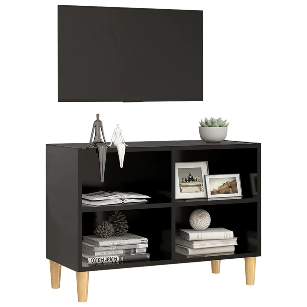 Móvel de TV Larn com 4 Prateleiras de 69 cm - Preto - Design Nórdico