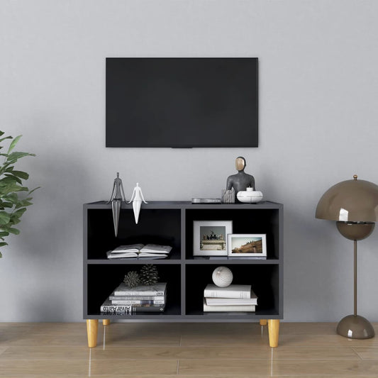 Móvel de TV Larn com 4 Prateleiras de 69 cm - Cinzento Brilhante - Design Nórdico