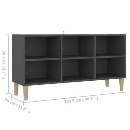 Móvel de TV pernas de madeira maciça 103,5x30x50 cm cinzento