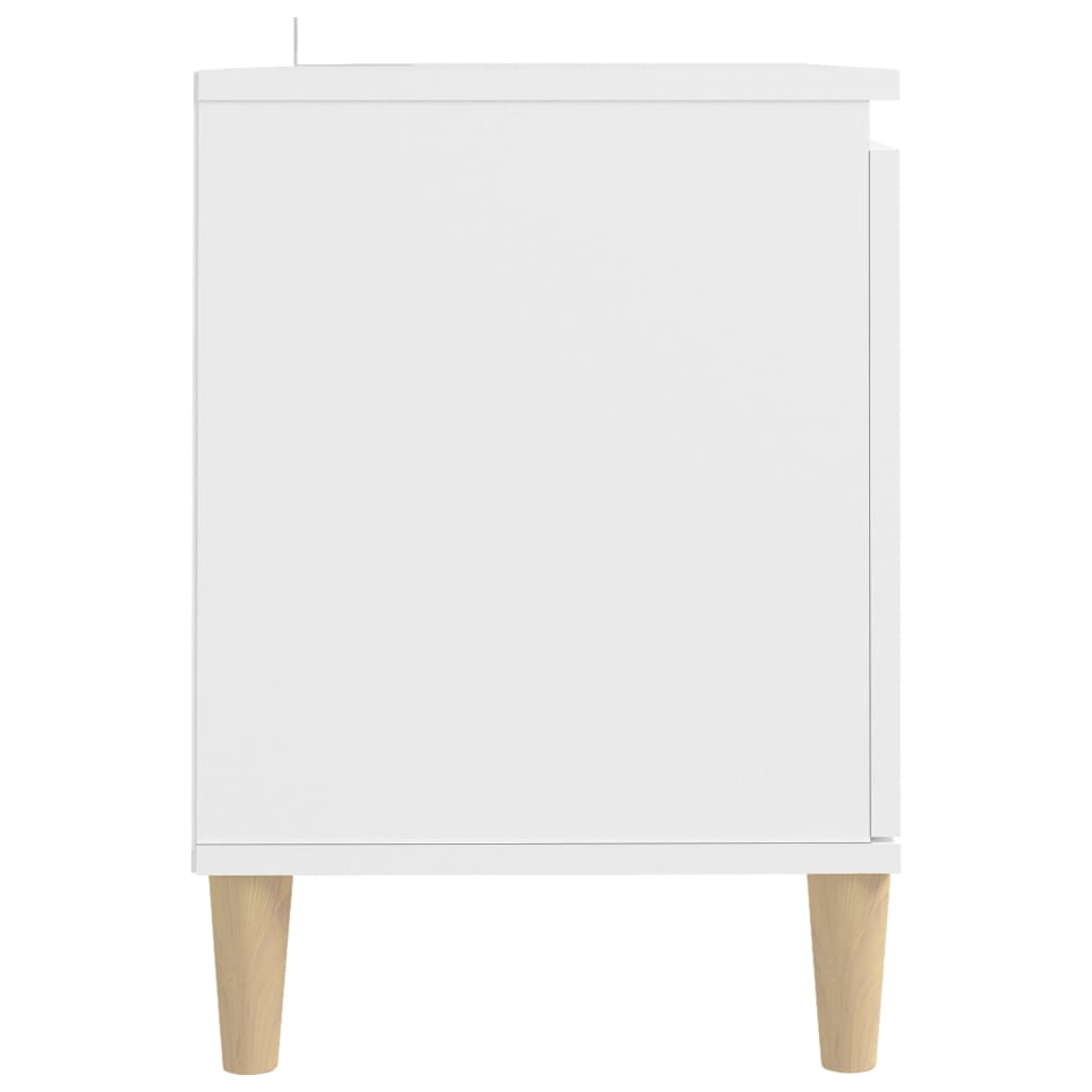 Móvel de TV Merve - Cor Branco - Em Madeira Maciça e Pernas em Madeira de Eucalipto Maciça - 103,5x35x50 cm  - Branco - Design Moderno